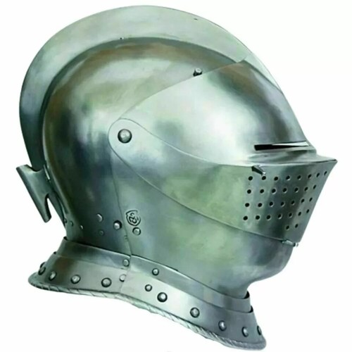 Medieval Knight Combat Close Steel Helmet Armor Medieval Costume Helmet - Picture 3 of 13