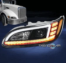 For 1999-2020 Peterbilt Class 8 Truck LED Tube Projector Headlight Black Driver