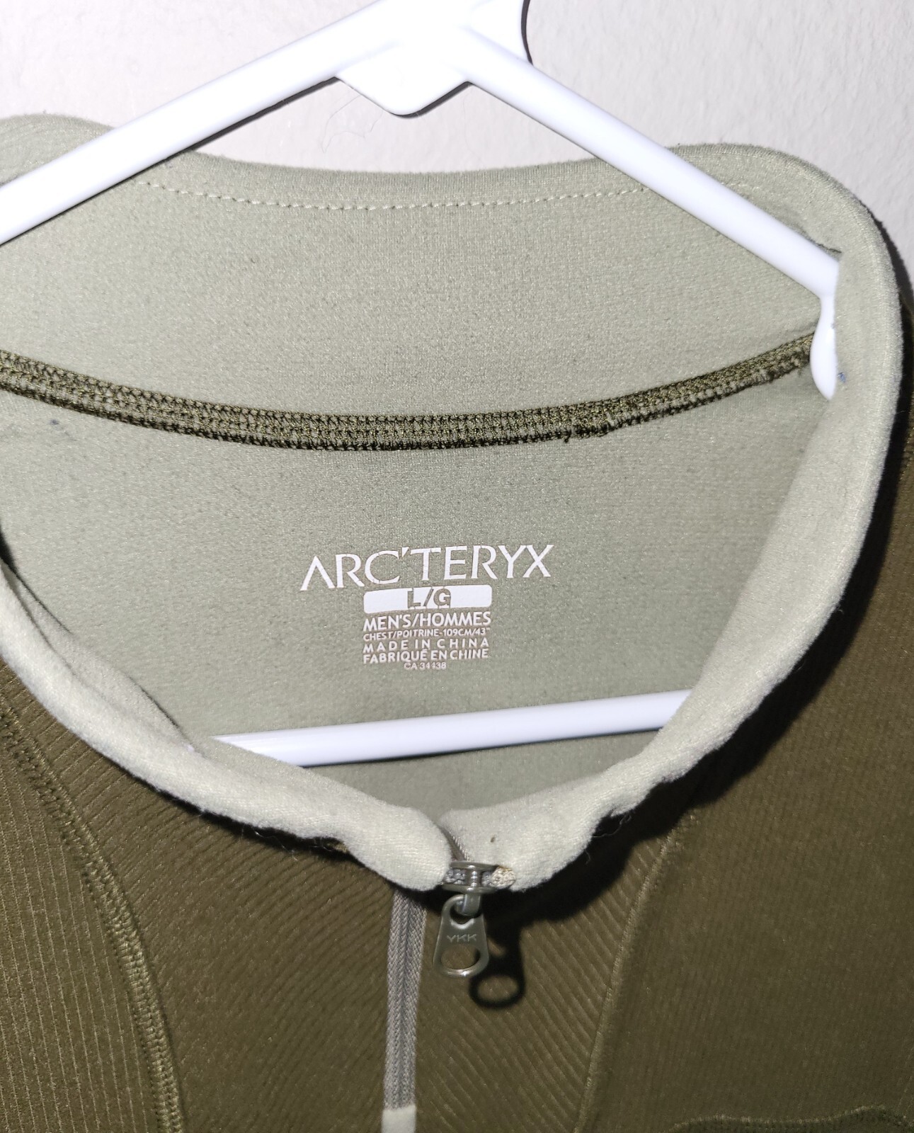 Arc'teryx Maglione Uomo 1 3 Zip Maglione a Costine Giacca Logo Oliva Taglia L G