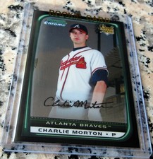 CHARLIE MORTON 2008 Bowman CHROME Rookie Card Logo RC Braves Champs Tigers $$