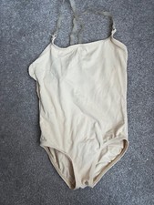 Danskin dance ballet girls nudie skin color leotard size S 4-6 clear straps