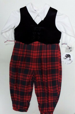 NWT Sarah Louise piece romper and velvet waist coat in navy/red