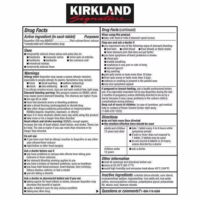 Member's Mark Ibuprofen Pain Reliever and Fever Reducer Tablet, 200 mg ...