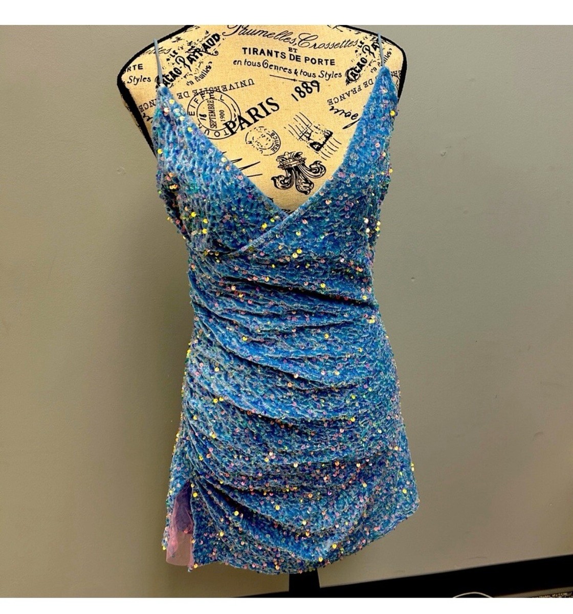 lucy in the sky iridescent sequin dress Iridescent Sequin Bodycon Dress in Aqua