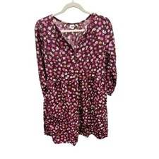 Gap V-Neck Sz XS Oversized Long Sleeve Tiered Ditsy Floral Boho Dress Pockets