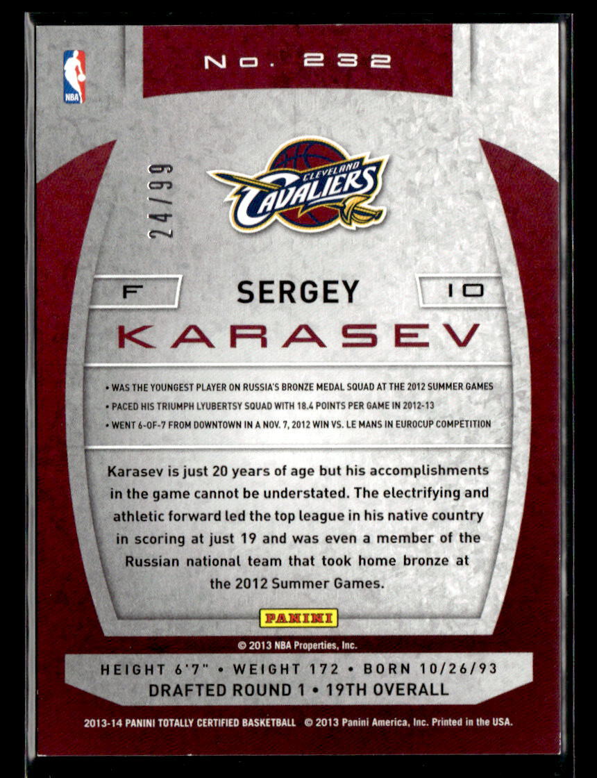 Sergey Karasev 2013-14 Panini Totally Certified #232 Red /99