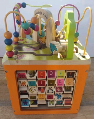 B. toys Wooden Activity Cube - Zany Zoo Alphabet Animal and