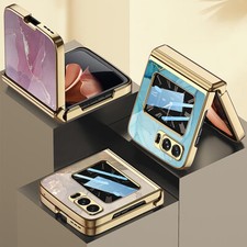 Folding Magnetic Hinge Marble Painted Style Phone Case Cover For Moto Razr 2022