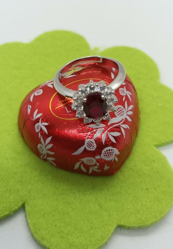 Anillo Plata Princess ' Estilo Circonitas Óvalos Esmeralda Rubí Aguamarina Mis - Imagen 9 de 14