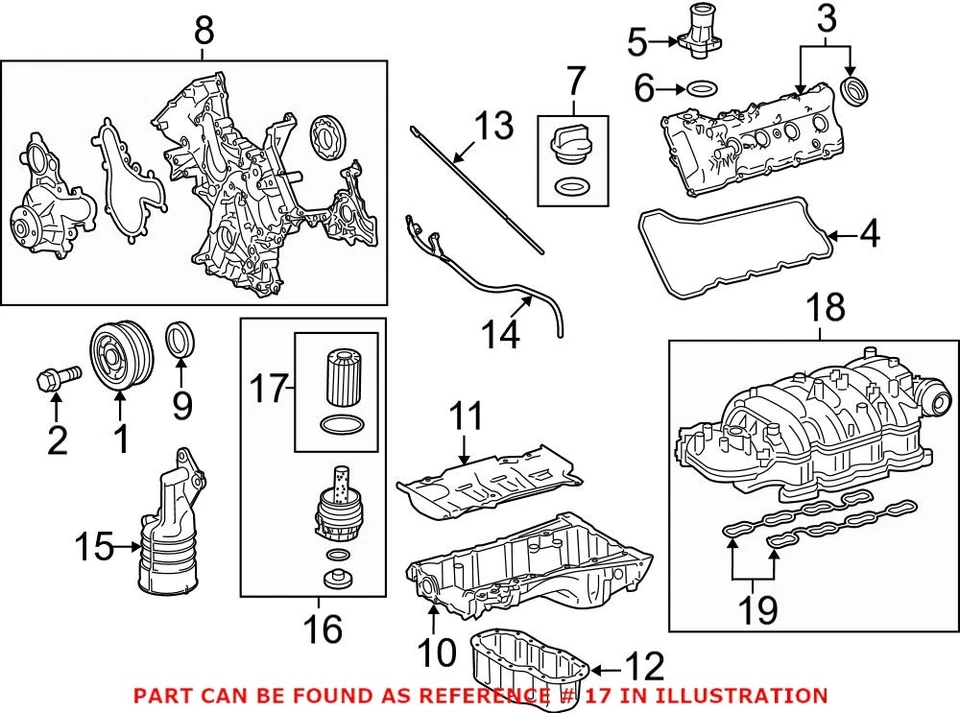 Kit de filtro de aceite de motor genuino para Lexus LX570 Toyota Land Cruiser Sequoia Foto 3 de 3