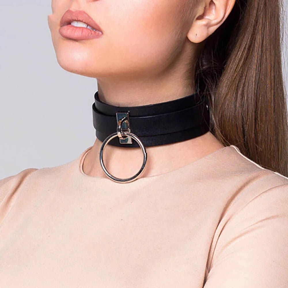 Leather Choker Plus Size Choker Necklace PU Leather Chain Choker