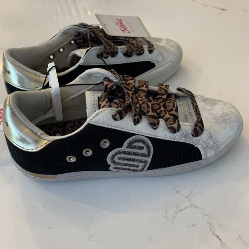 Justice Sport Sneakers Cheetah Print Black Silver Gold Low Top Casual Size 3 NEW - Picture 7 of 10