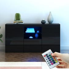 Modern TV Unit Cabinet Sideboard High Gloss 3 Door Cupboard with LED Light NEW