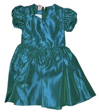 Vintage Bow Dress Taffeta Iridescent Green 3T Made In USA Girls Nwot