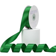 7/8 Inch x 25 Yards Green Double Faced Satin Ribbon for Gift Wrapping Crafts