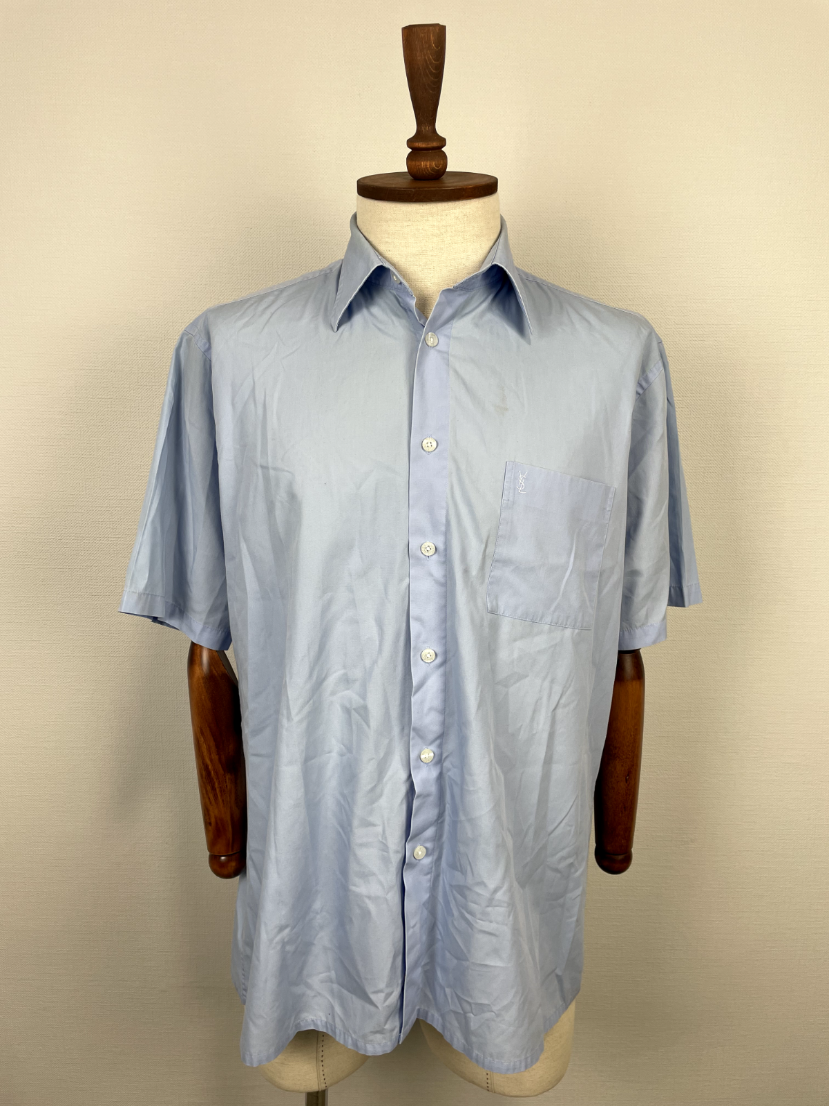 Camicia uomo Yves Saint Laurent blu manica corta casual classica con bottoni taglia L