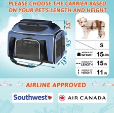 NEW Petskd Top-Expandable Pet Carrier 17x13x9.5 Inches Southwest Airline - Blue