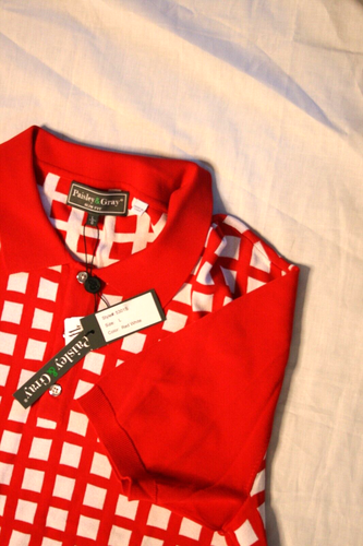 Paisley & Gray Men’s Polo Shirt Red & White Size Large Slim Fit NEW TAGS - Picture 2 of 4