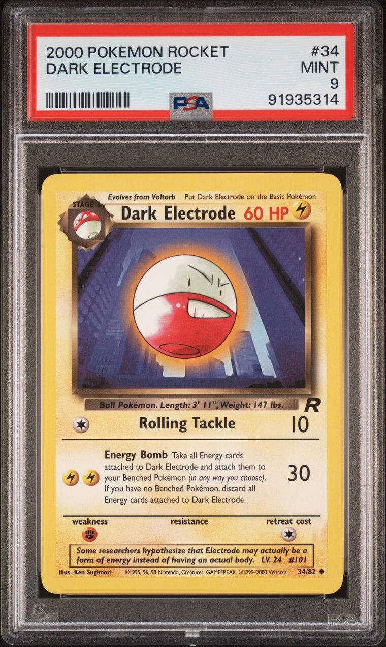 PSA 9 Dark Electrode Mint 34/82 Team Rocket 2000 Pokemon