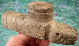 Super Fine Highly Engraved Stone Georgia Serpent Effigy Pipe with COA Arrowheads