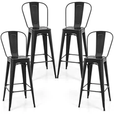 30'' metal bar stools set of 4, with removable back,bar height stools 
