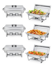 2/4/6 Pack Chafing Dish Buffet Set 8 QT Stainless Steel Chafer for Catering