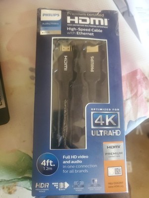 Philips Premium High-Speed HDMI Cable 4ft with Ethernet 4K UltraHD