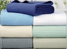 100 Cotton King Size Bed Blanket 108x90 Inch Waffle Weave Breathable Khaki