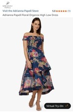 Cocktail Dress - Adrianna Papell - Floral Organza High-Low Dress