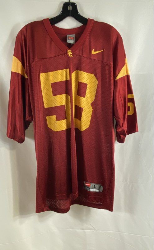 Vintage Nike Men's USC Trojans Football Jersey Maroon #58 Mesh Replica Size L