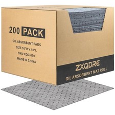 Oil Absorbent Pads 16x18 200 Pack Heavy Duty Polypropylene