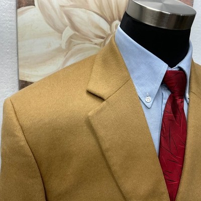 New 46R/L Jos A Bank Sport Coat Jacket Blazer 100% Cashmere Gold tan Brown