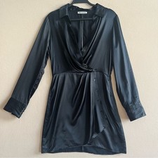 Reformation Women’s Alaine Black Silk Dress Long Sleeve size 8