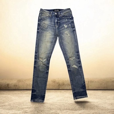 Distressed Medium-wash Denim Rue21 Jeans, S 26/30 Skinny Supreme Flex Women s