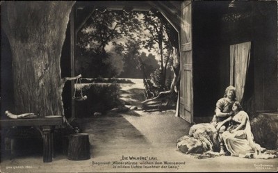 Postcard Wagner's opera, The Valkyrie I. nude, Siegmund, opera scene,... - 3922013