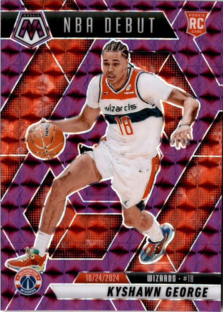 2024-25 Panini Mosaic #256 Kyshawn George Purple Mosaic #/99 Washington Wizards