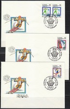 Russland 1992 FDC 3er Set Albertville Olympische Spiele Ski Bob Freistil