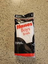 Vtg Hanes 1990 3 Pk Boys Size 8 USA Made 100 Cotton White Underwear Briefs NOS