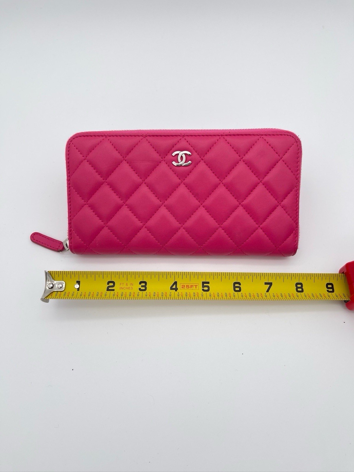 Chanel Pink Quilted Leather Long Zipper Wallet Authentic Luxury