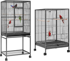 54 Inch Wrought Iron Large Bird Cage with Rolling Stand with 30 Inch Height Wrou
