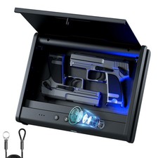PINEWORLD Biometric Gun Safe for Handgun,3 Quick Normal Size, Metal Black