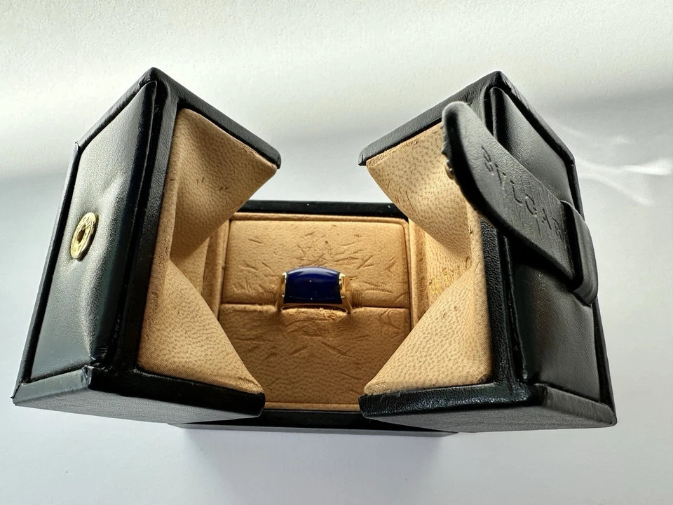 Bulgari Tronchetto 18K (750)Gold Ring Lapislazuli Gr.48 - Bild 2 von 4