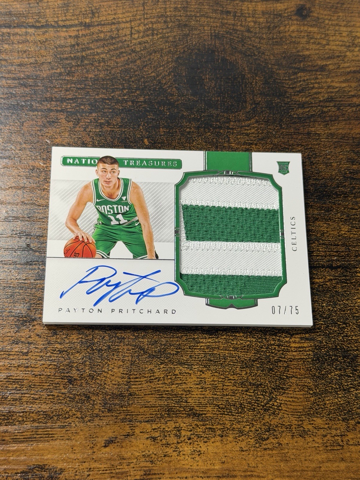 Payton Pritchard 2020 National Treasures Rookie Patch Auto RPA On-Card Auto /75
