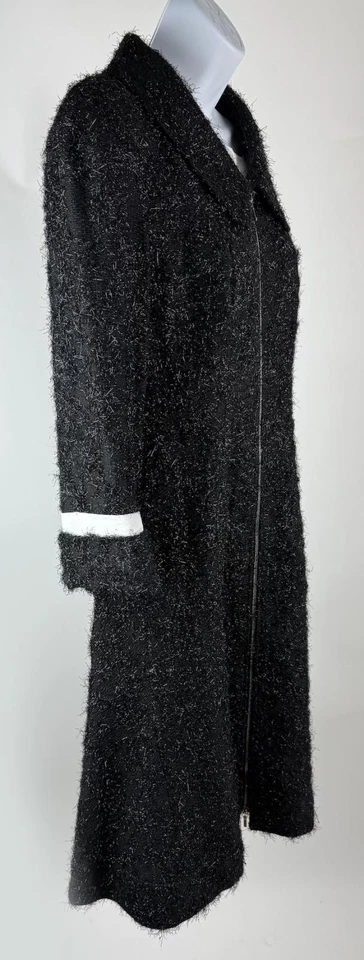 Chanel 2013 Otoño Negro Boucle Lurex Mancha Cremallera Abrigo Midi Chaqueta Talla 40 Foto 3 de 4