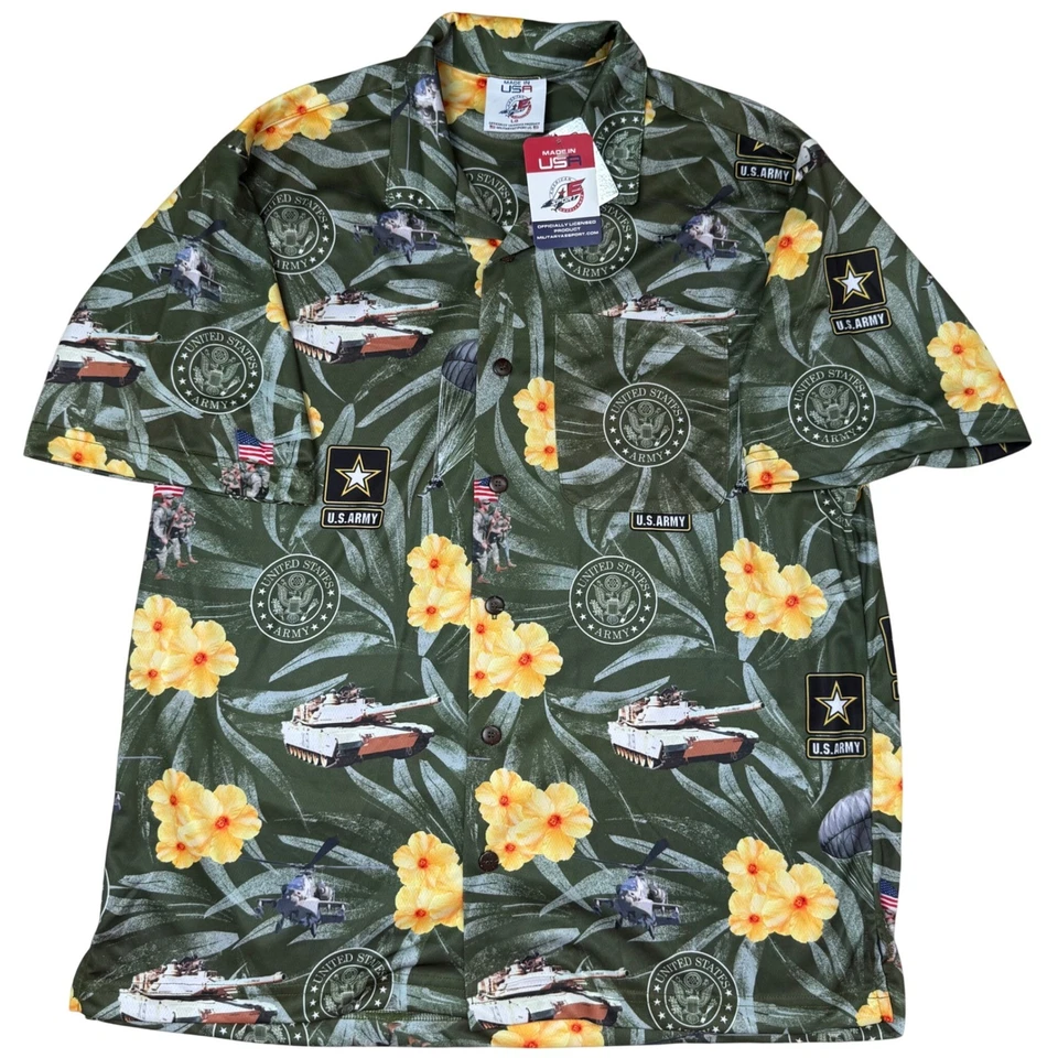 Camisa Paracaidista Aloha Hawaiana Ejército de EE. UU. Lg Militar Licencia Hecha en EE. UU. NUEVA CON ETIQUETAS Foto 2 de 4