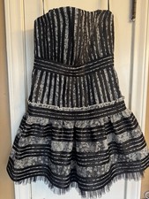 348 BCBG MAX AZRIA Black / White "MADELINE" Strapless Cocktail Mini Dress Sze 6