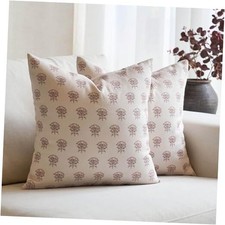 Set of 2 Floral Throw Pillow Covers 18x18 Inch, 18" x 18" Pack of 2 Brown