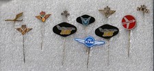 11 starych przypinek linii lotniczych: KLM El-Al SAS Lufthansa Sabena