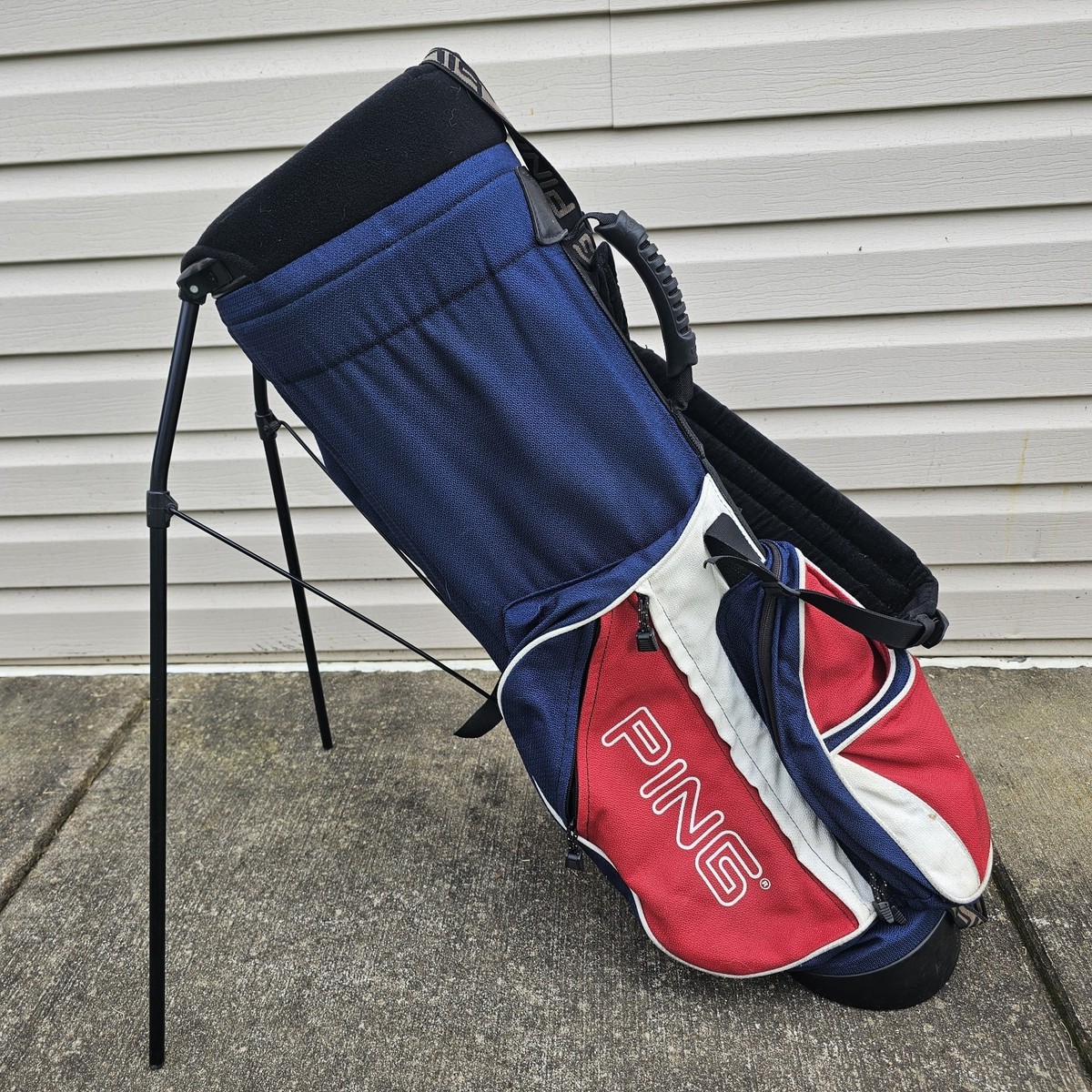 PING Hoofer 3 Vintage Stand Golf Bag Rare Color Red White & Blue 4