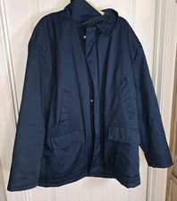 Jacket Mens XL Cold Weather Work Coat Navy Blue Quilted Inside Hood